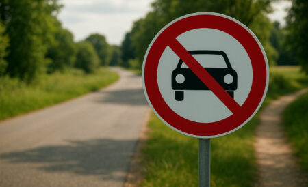 Fahrverbot Ein Verkehrsschild mit einem Fahrverbotshinweis